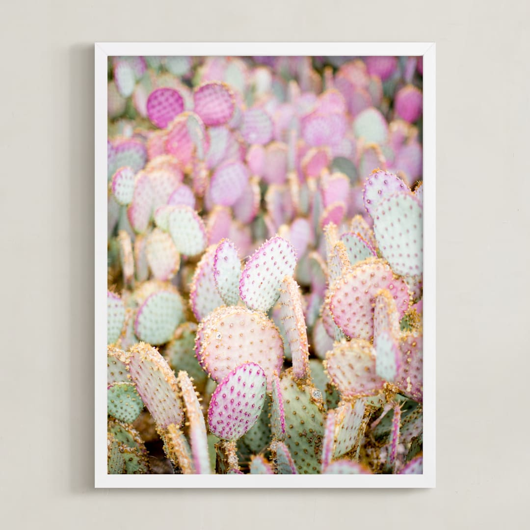"PINK CACTI" - Art Print in Blush by Shannon Kirsten - Framed