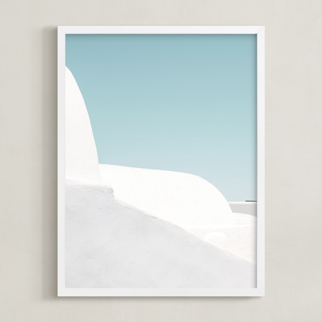 "Cycladic House I" - Art Print in Limestone by Tania Medeiros - Framed