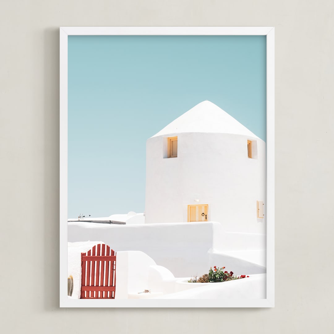 "Cycladic House II" - Art Print in Limestone by Tania Medeiros - Framed