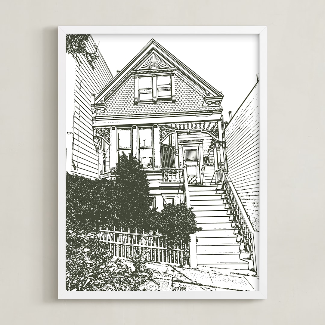 "House: Portrait Orientation Custom Print" - Custom Print in Olive Shadow by Minted - Framed