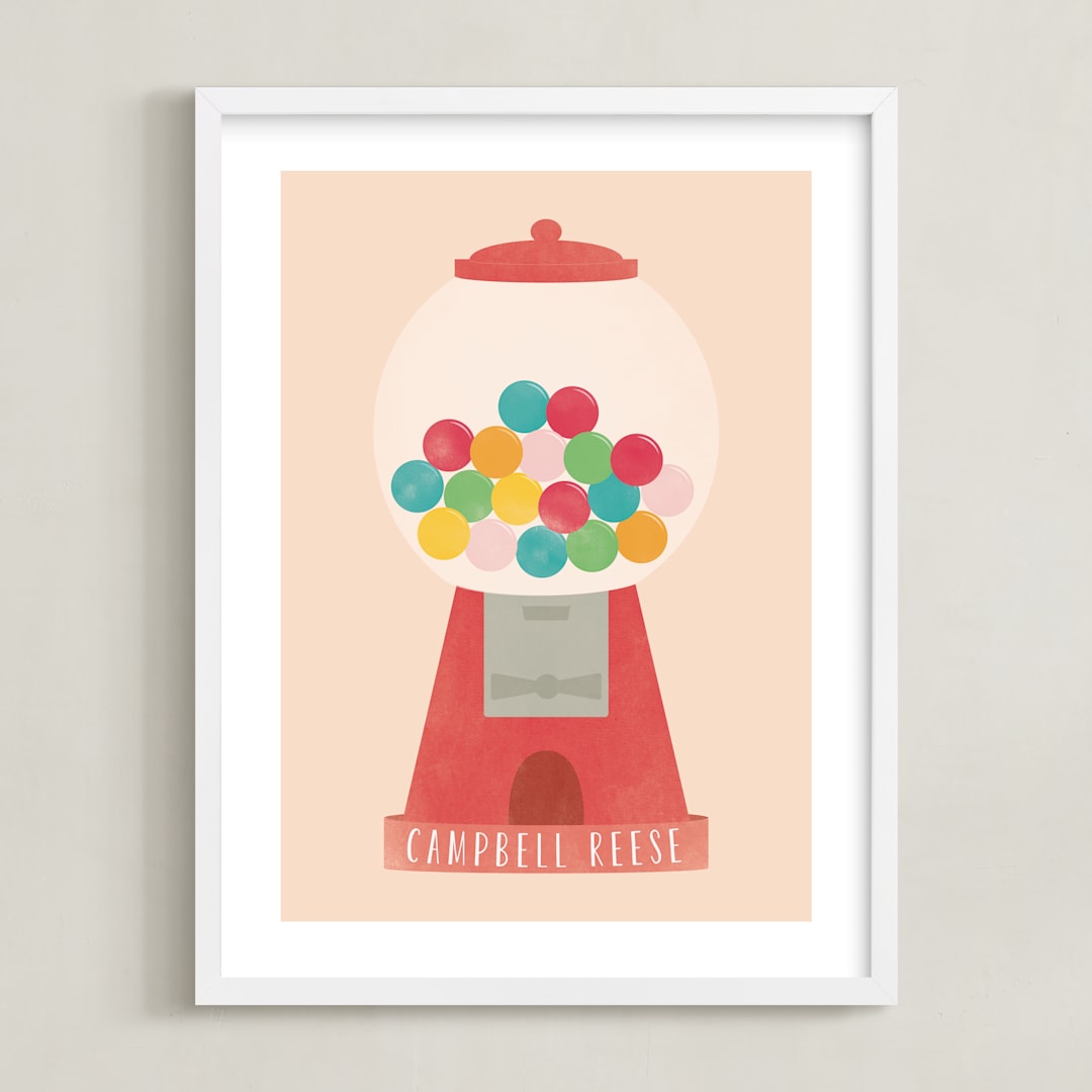 "Sweet & Bubbly" - Personalized Art Print in Sugared Peach by Annie Holmquist - Framed