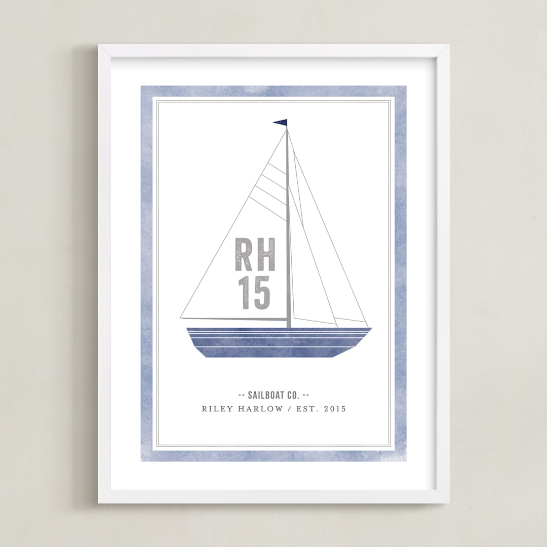 "Sailboat co." - Personalized Art Print in Ocean by cambria - Framed