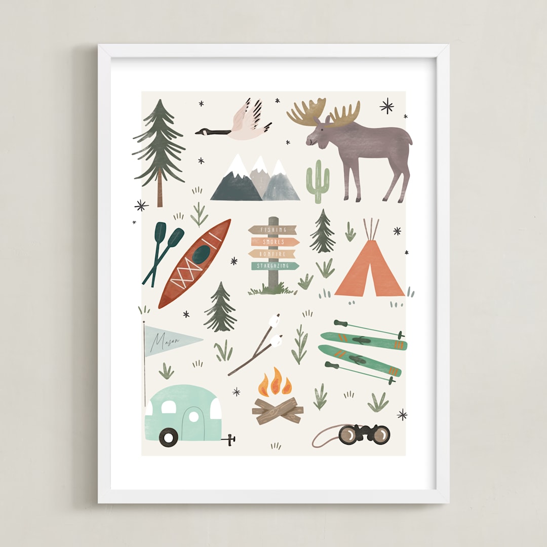 "Camper" - Personalized Art Print in Sky by Hannah Williams - Framed