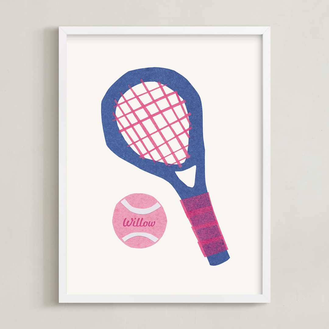 "Electric Sports 1" - Personalized Art Print in Cobalt by Carrie Moradi - Framed