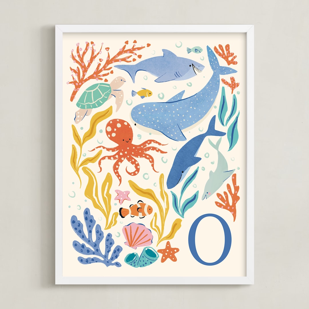 "Blue Wonders" - Personalized Art Print in Blue by Sabrin Deirani - Framed