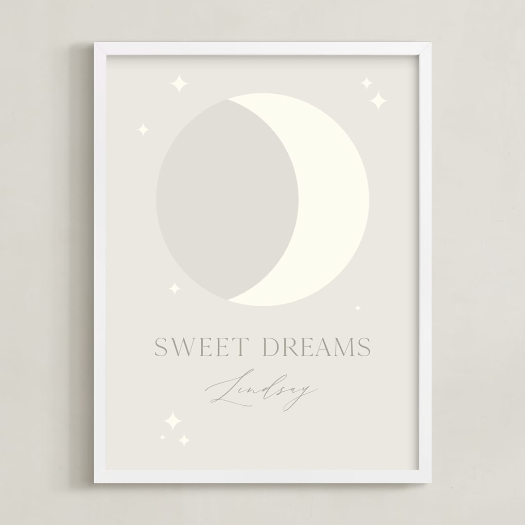"Sweet Dreams Moon" - Personalized Art Print in Moondust by Alexandra Cohn - Framed