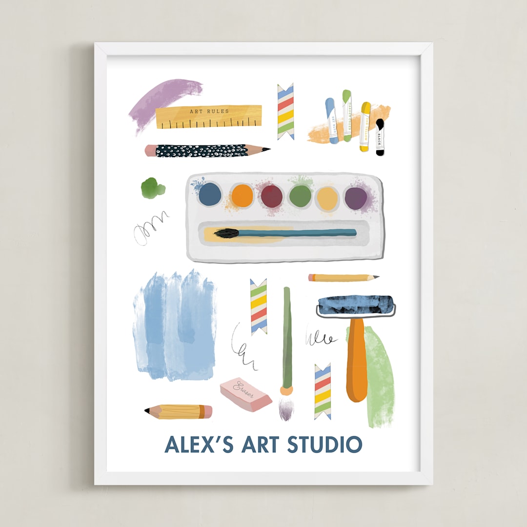 "Creative Tools" - Personalized Art Print in White by Naava Katz - Framed