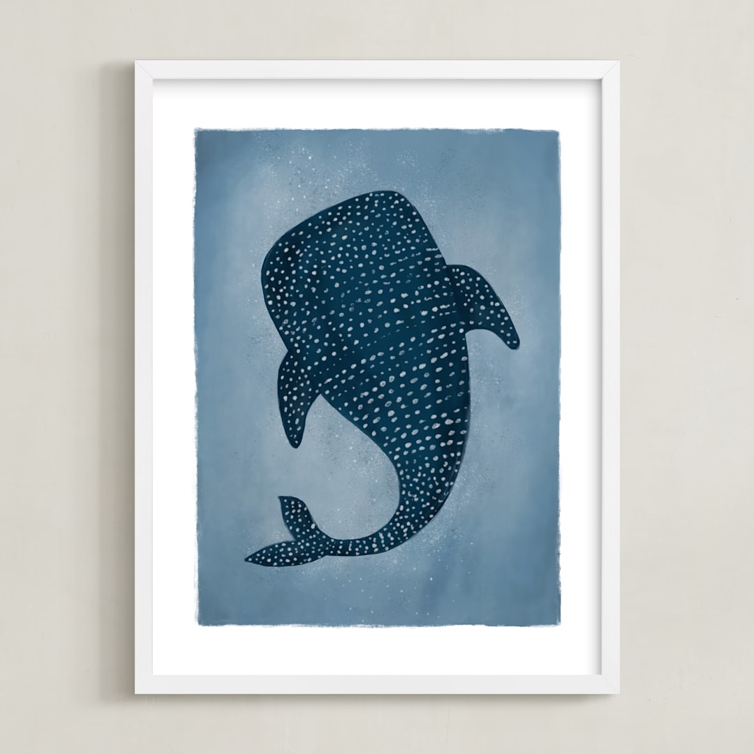 "Deep Down" - Art Print in Ocean Blue by Vera Lim - Framed