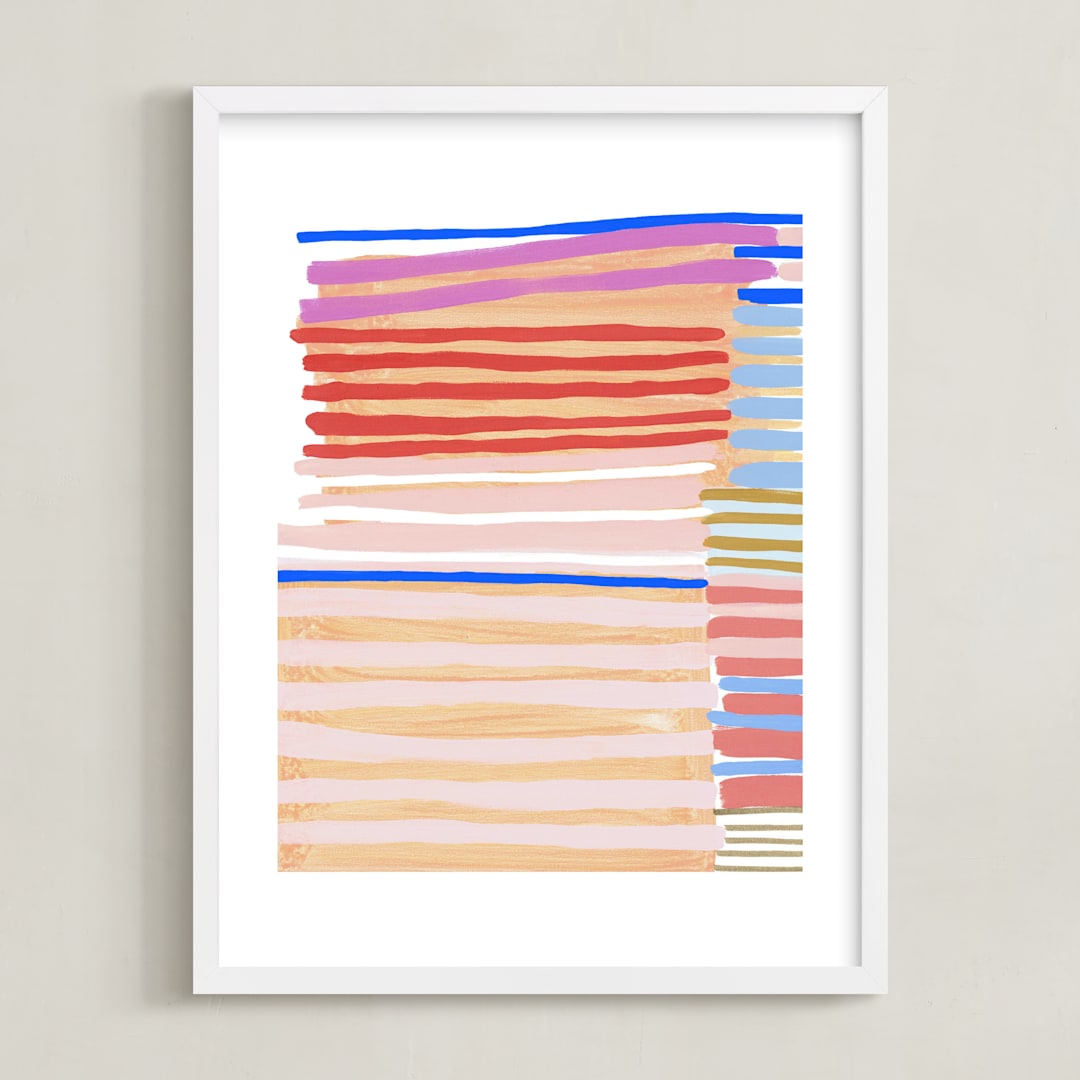 "Peach Party One" - Art Print in Poppy by Katie Craig - Framed