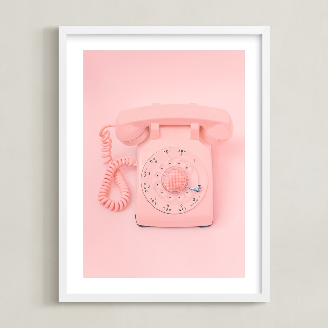 "0 is for operator." - Art Print in Strawberry Shortcake Pink by Alicia Abla - Framed