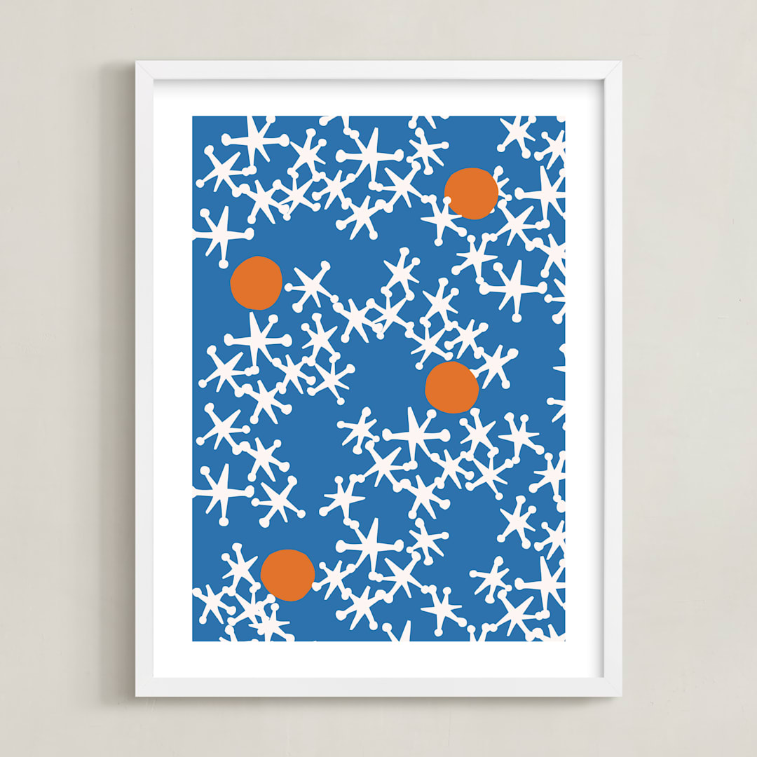 "Fun & Games III" - Art Print in Blue by Ampersand Design Studio - Framed
