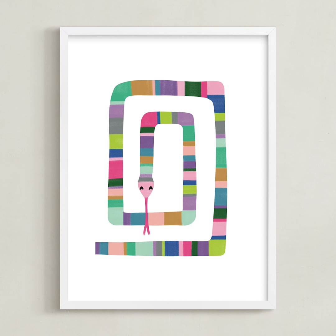 "Sssnake" - Art Print in rainbow by Leanne Friedberg - Framed