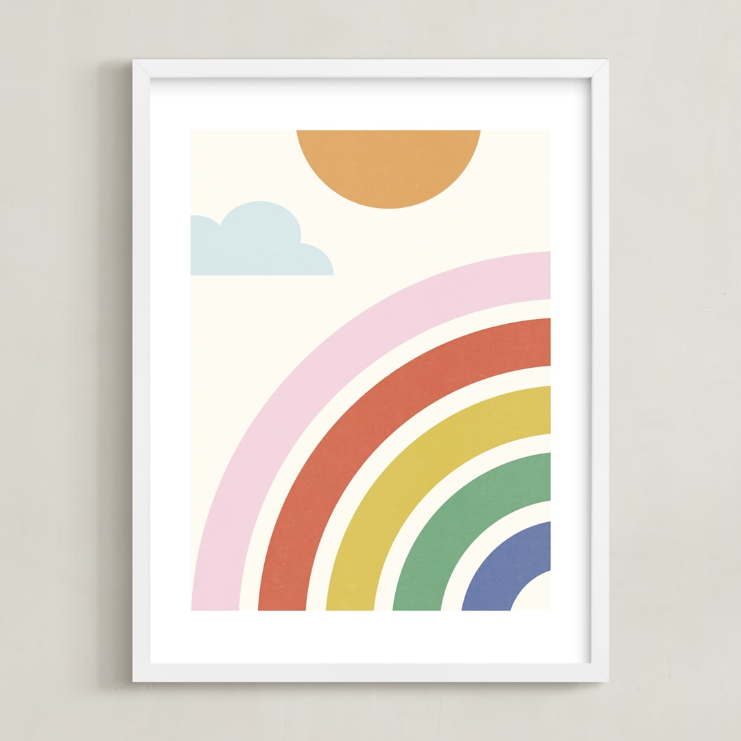 "Simple Rainbow" - Art Print in Sunshine by Kristen Smith - Framed
