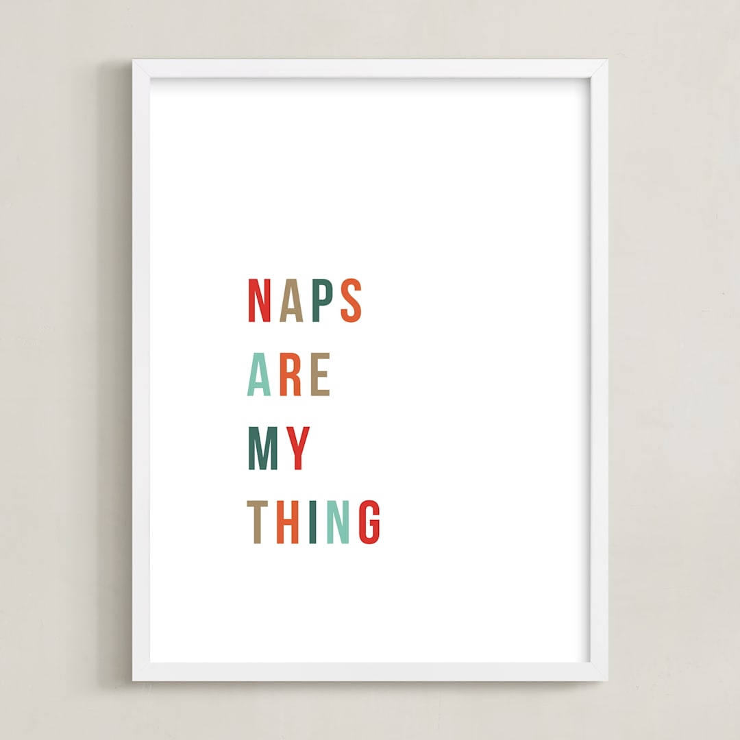 "Naps Are My Thing" - Art Print in Clementine by Christie Garcia - Framed