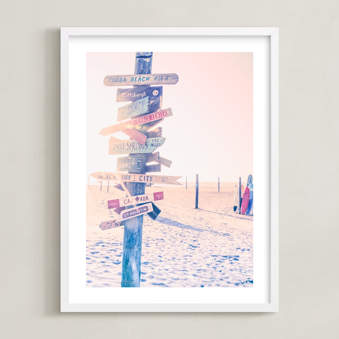 "Summer Getaway" - Art Print in Himalayan Pink Salt by Rega - Framed