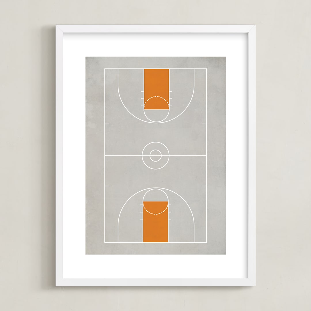"Full Court" - Art Print in Smoke Orange by Jennifer Morehead - Framed