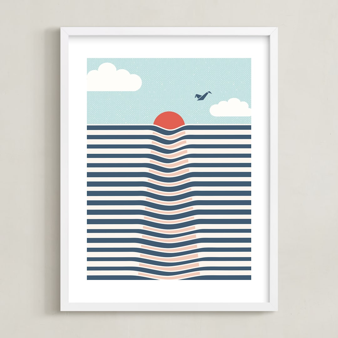 "sunrise sunset" - Art Print in Moody Blue by Jennifer Morehead - Framed