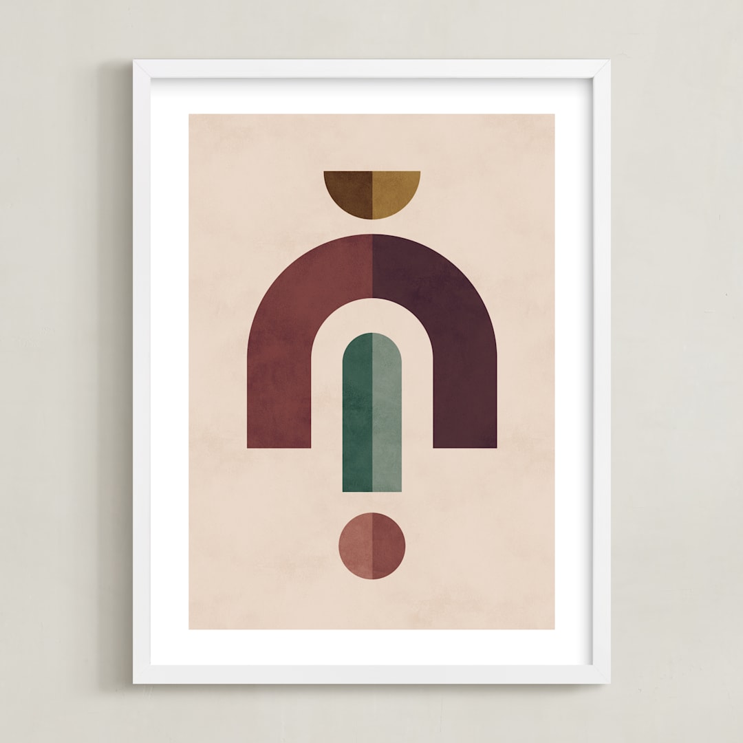 "Geometric 2" - Art Print in Emerald Green by Kelly Schmidt - Framed