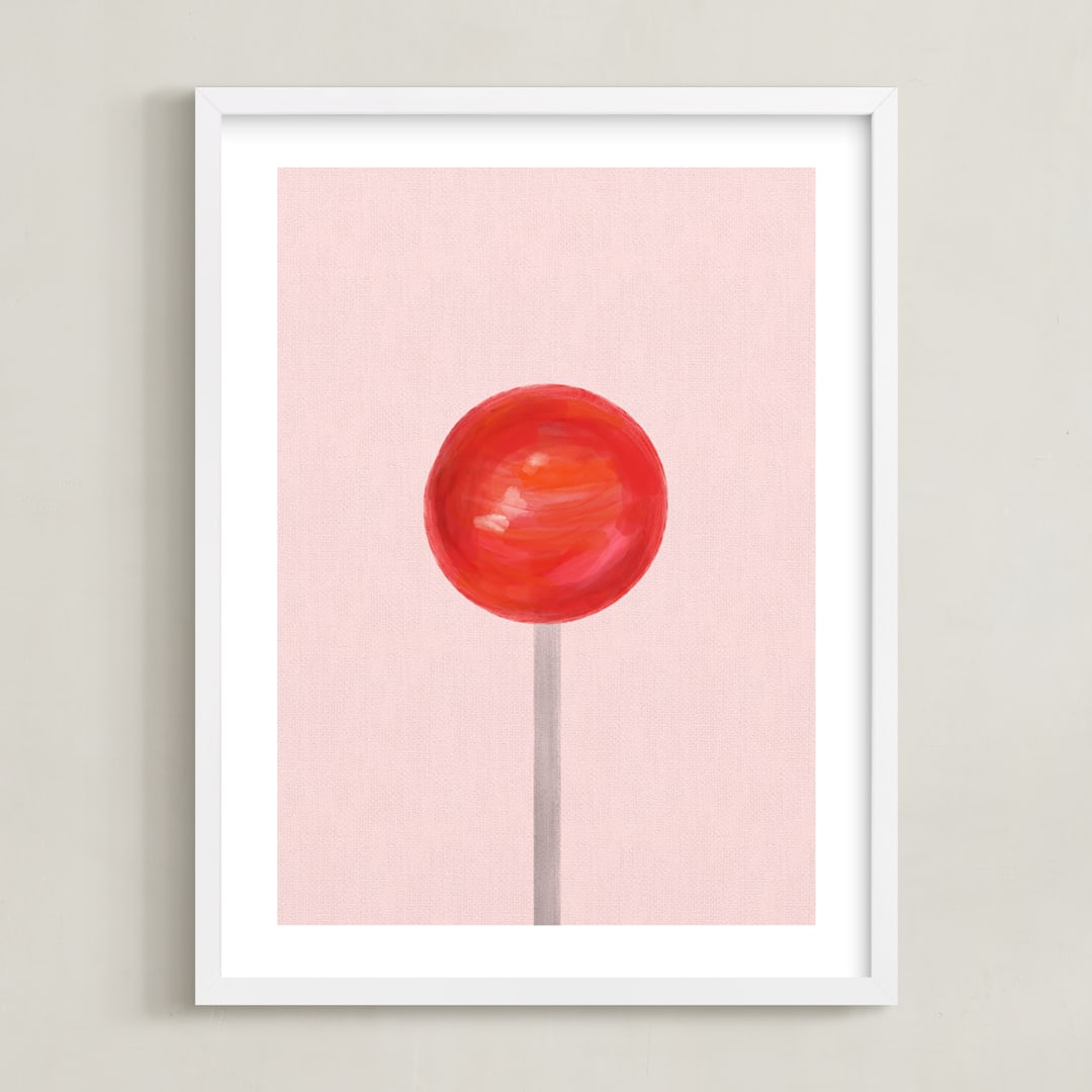 "Lolli Pop" - Art Print in bubblegum by Maja Cunningham - Framed