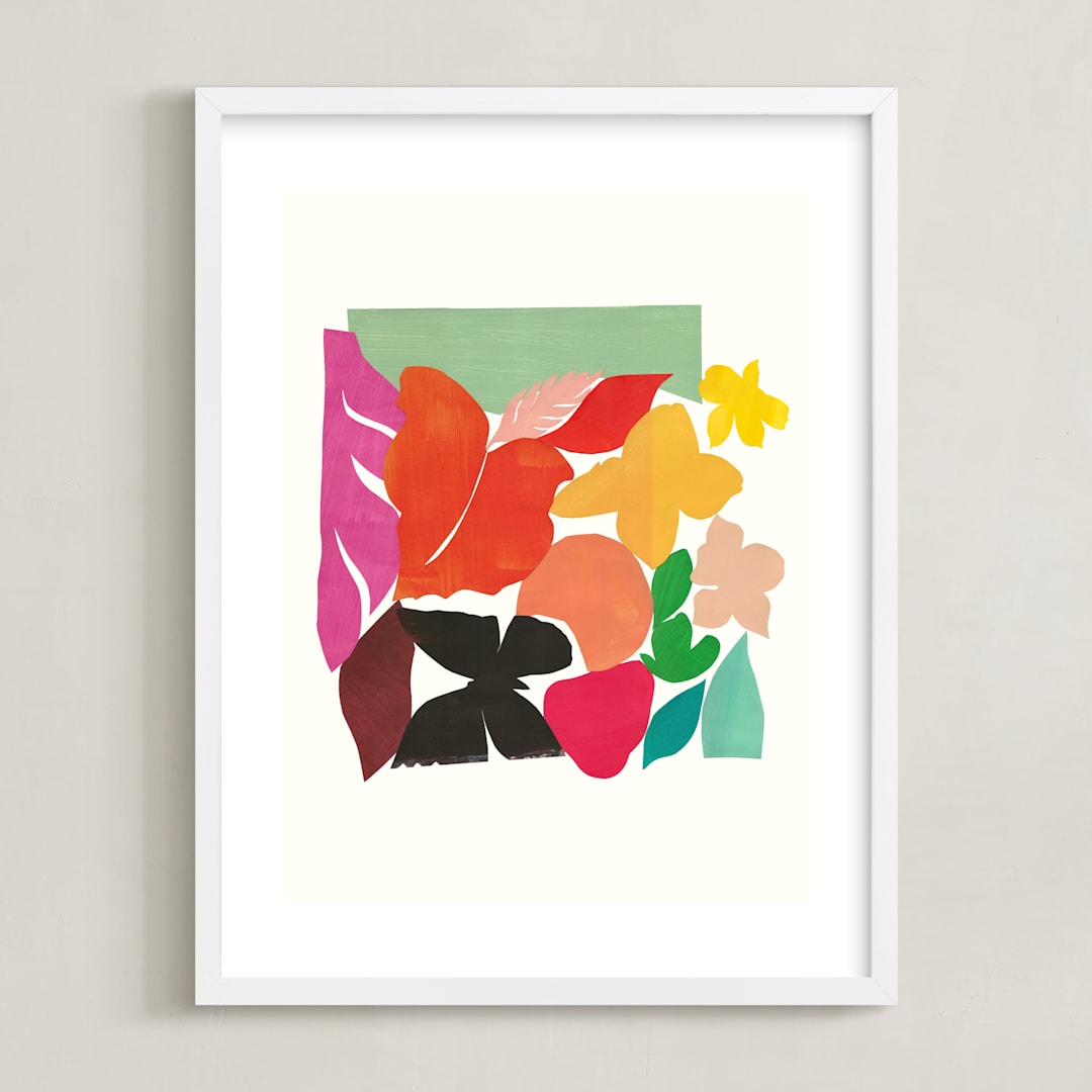 "Mariposa Jungle" - Art Print in Green Tea Ice Cream by Lise Gulassa - Framed