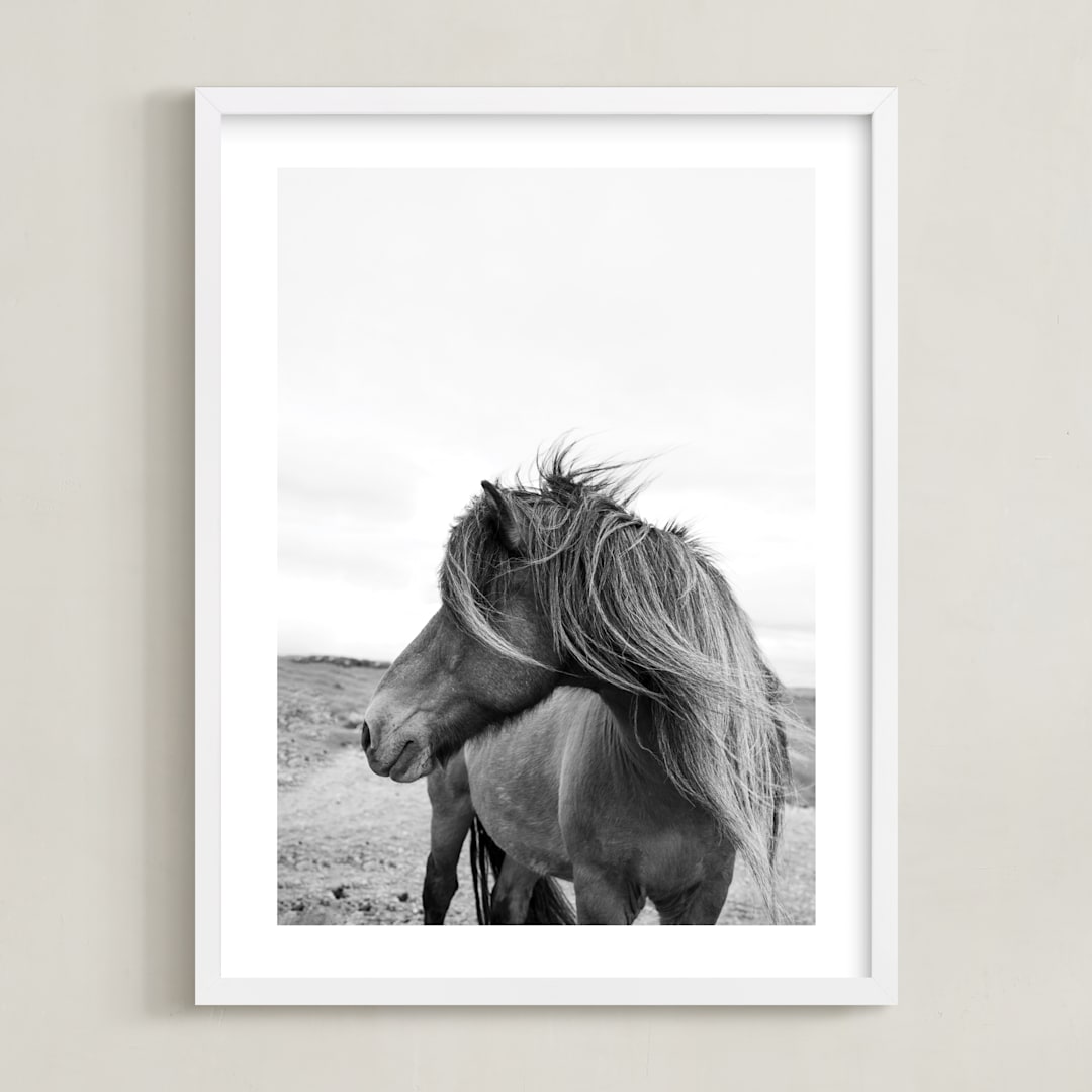 "A Horse and the Wind" - Art Print in Icland wind by Ilze Lucero - Framed