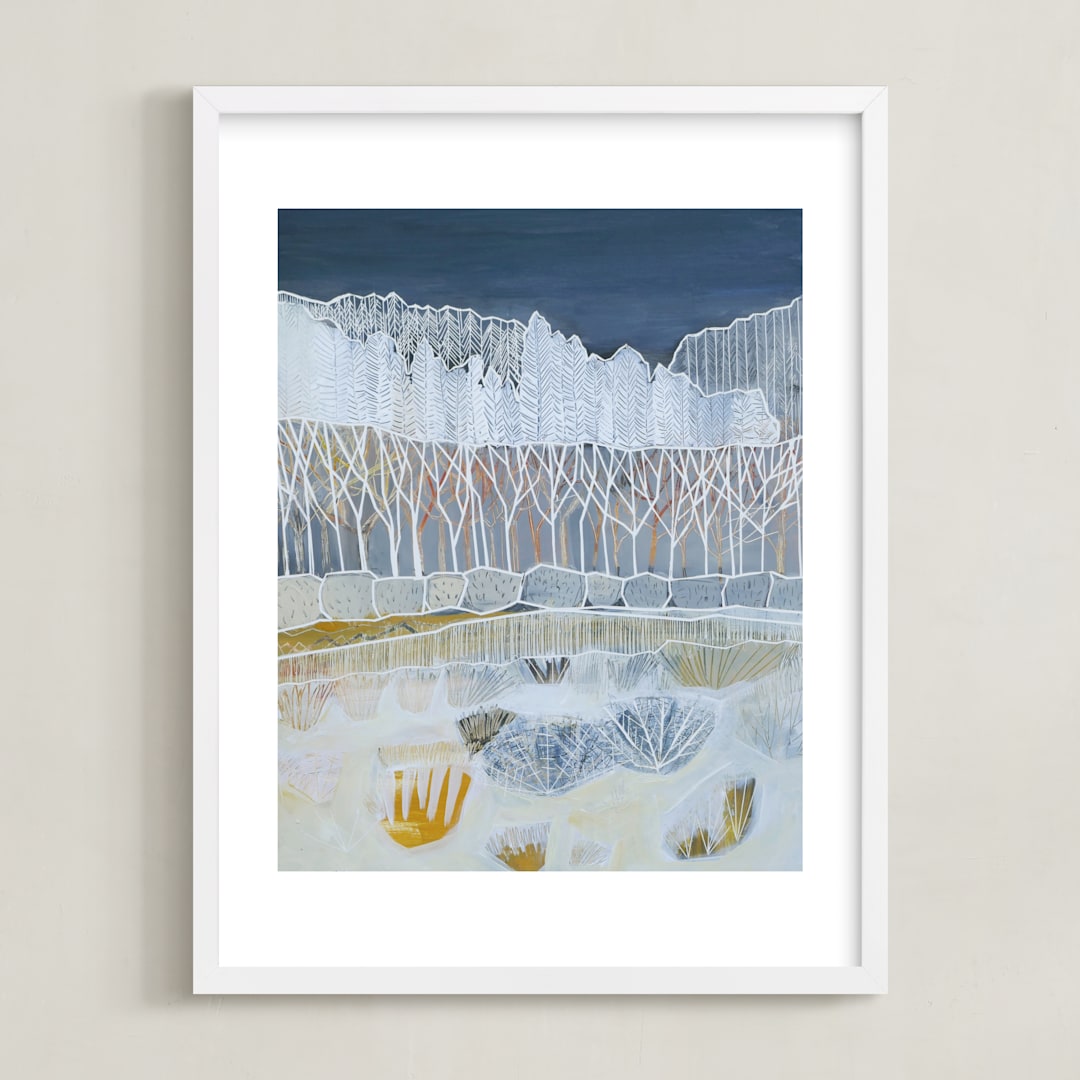 "White Woods" - Art Print in Winter White by Sarah Fitzgerald - Framed