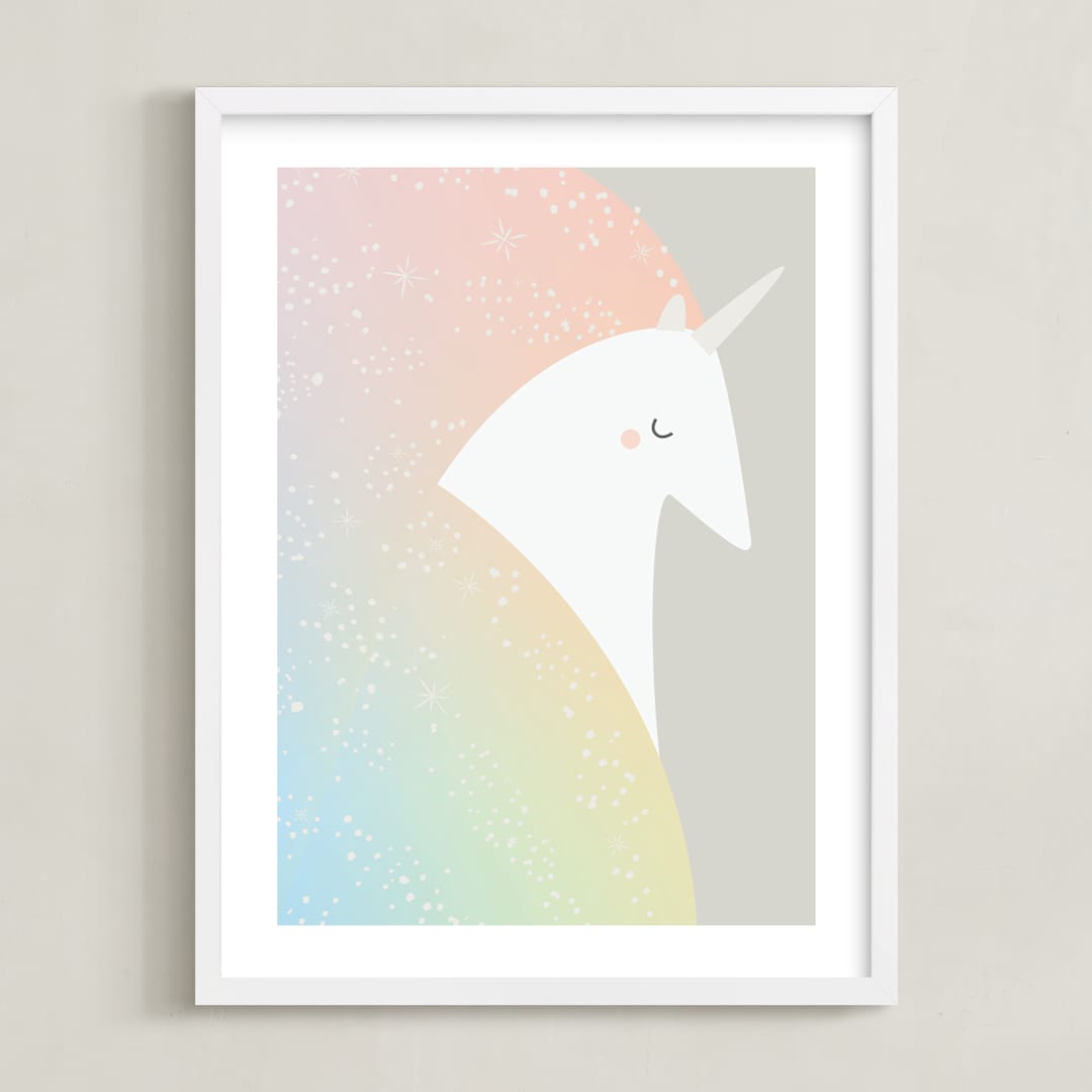 "Unicorn" - Art Print in Blush by Lori Wemple - Framed