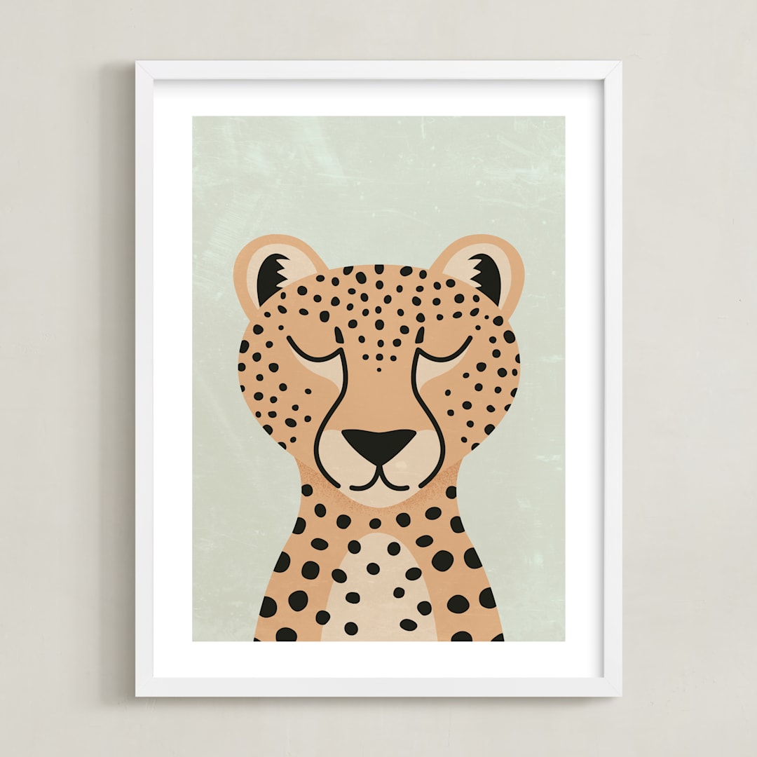 "Cheetah" - Art Print in Dry Grass by 2birdstone - Framed