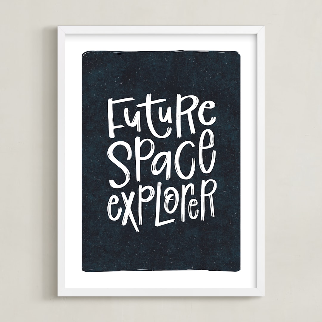 "Future Space Explorer" - Art Print in Space by Amy Payne - Framed