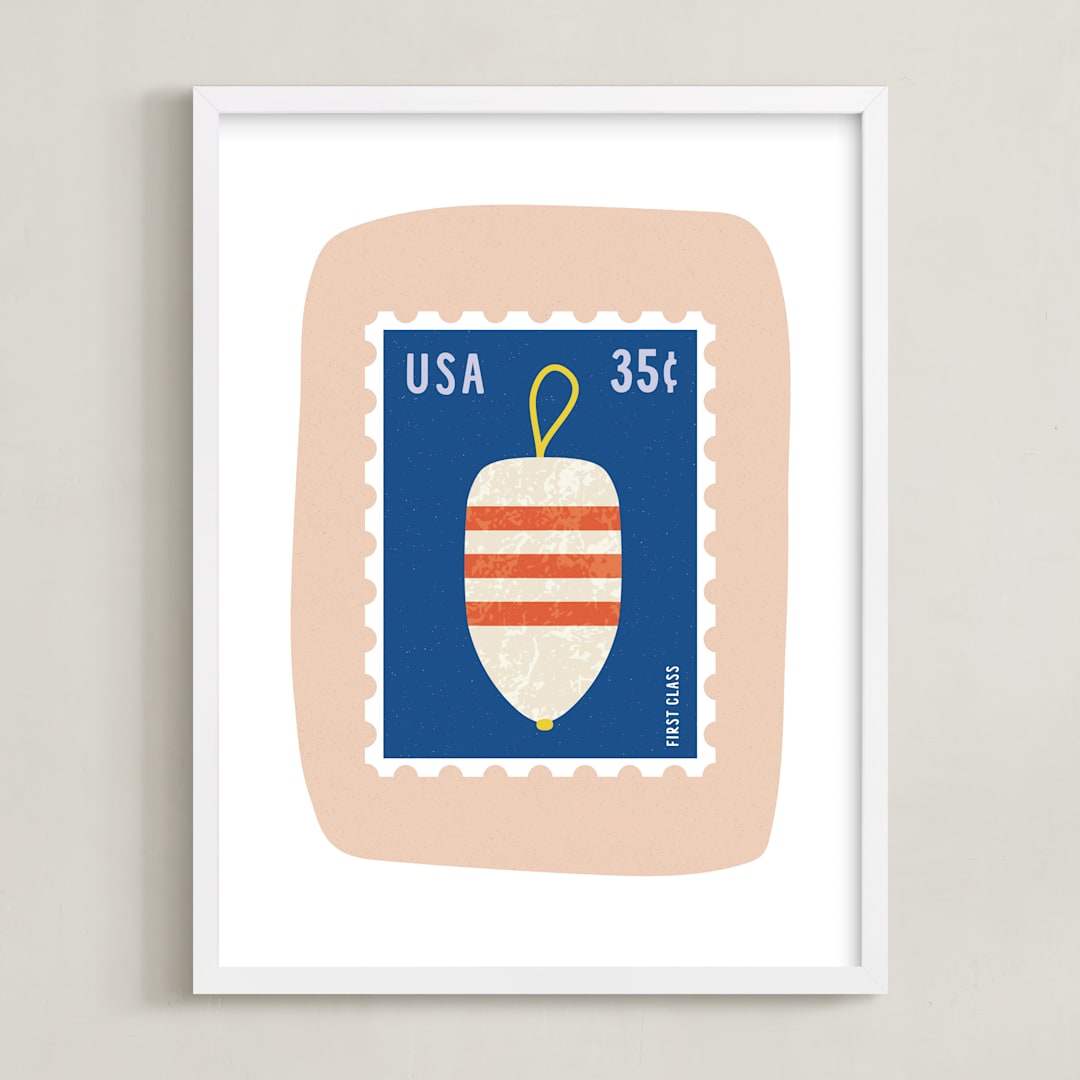 "Oh Buoy" - Art Print in Blush by Nadia Hassan - Framed