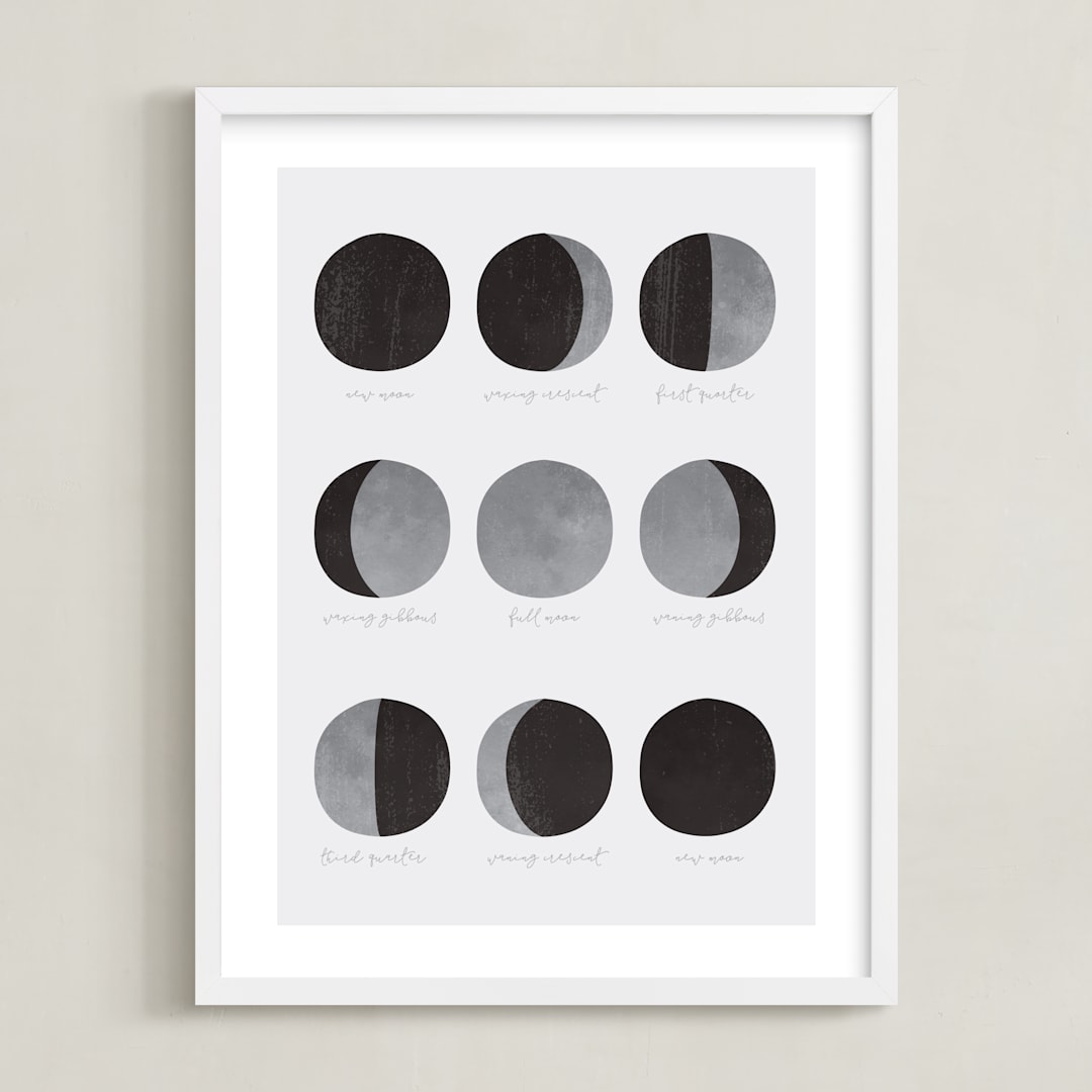 "the lunar cycle" - Art Print in Moon Rock by Dawn Jasper - Framed