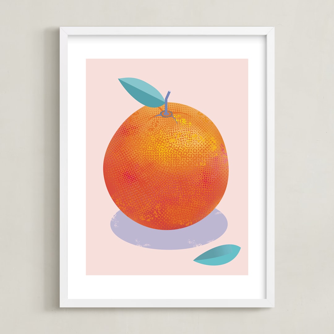 "Orange Freshness" - Art Print in Fresh orange by Stop-mashina - Framed