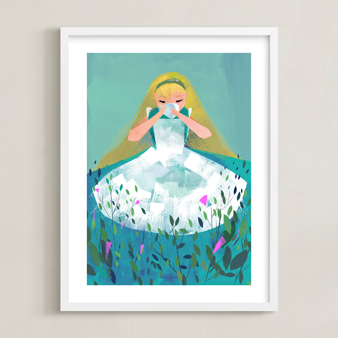"Alice" - Art Print in Blue by Lori Wemple - Framed