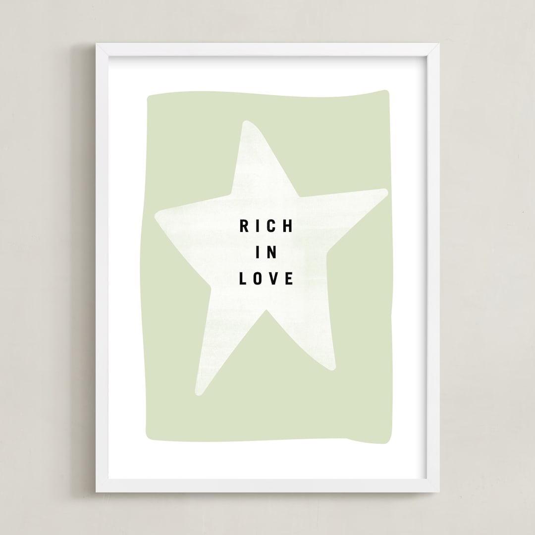 "rich in love" - Art Print in mint by Lindsay Stetson Thompson - Framed