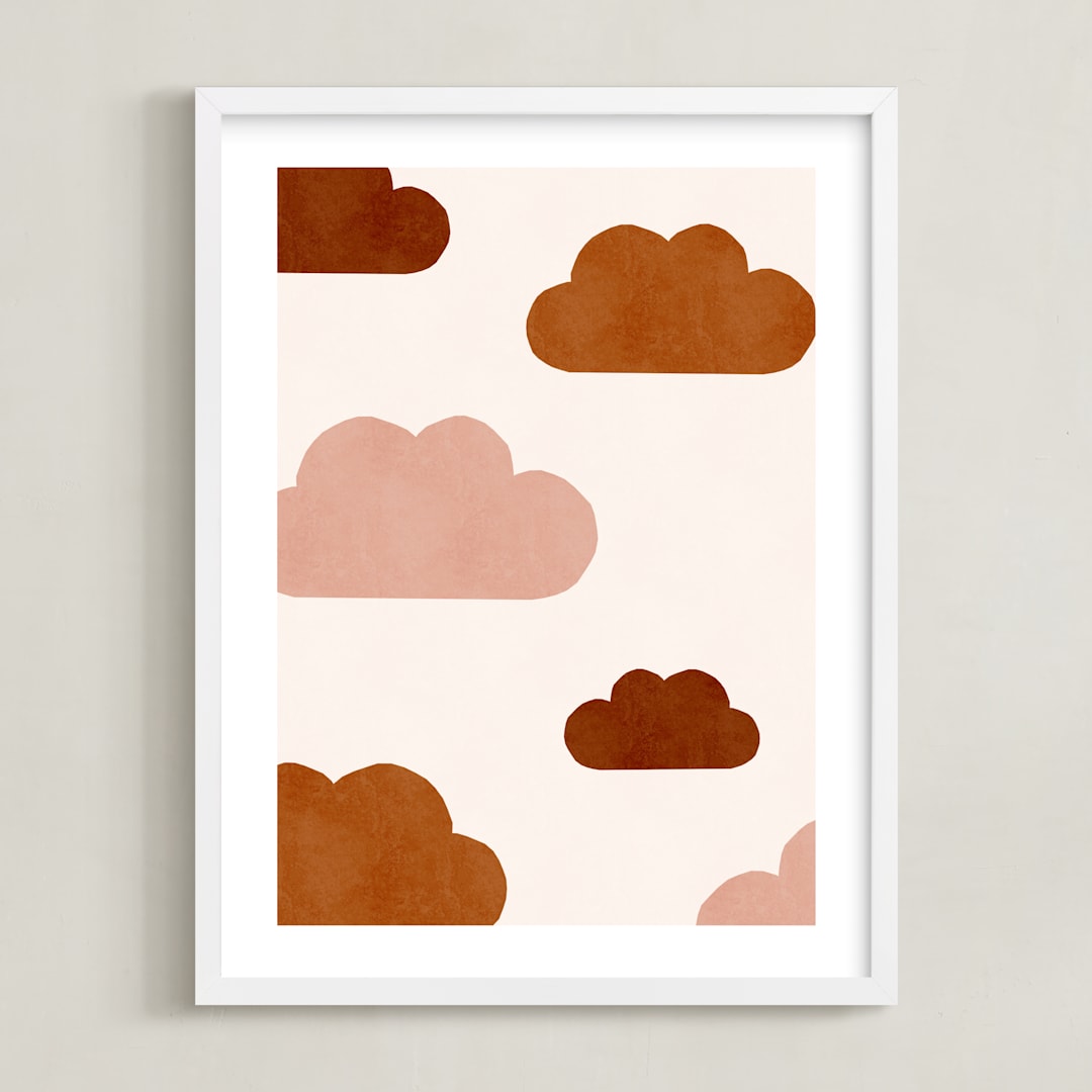 "Paper Clouds" - Art Print in Cinnamon by Iveta Angelova - Framed