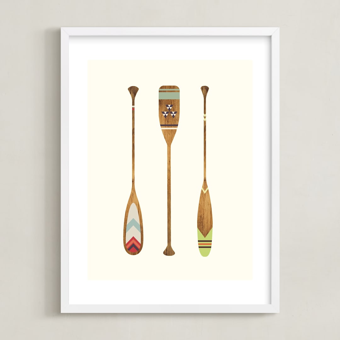 "Let's Get Paddles" - Art Print in Wood by SUWACHI - Framed