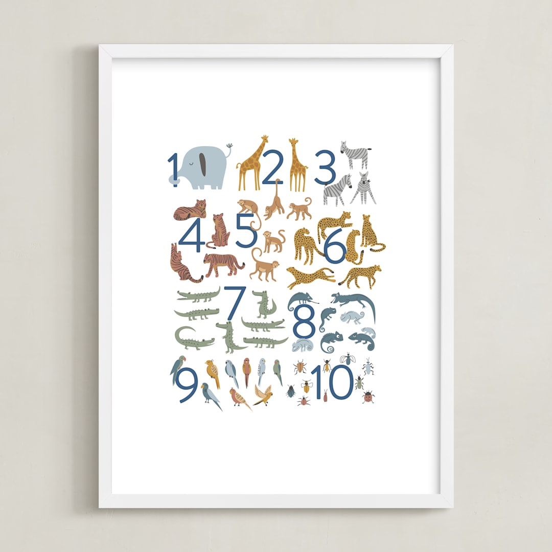 "Wild Numbers" - Art Print in Cotton by Teju Reval - Framed