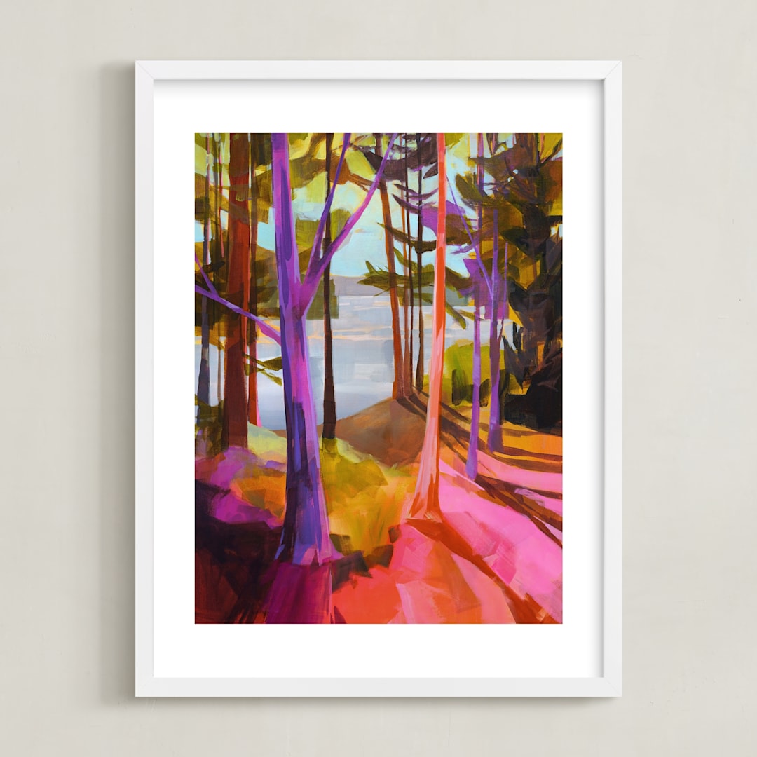 "Enchanted Island" - Art Print in Pink by Jess Franks - Framed