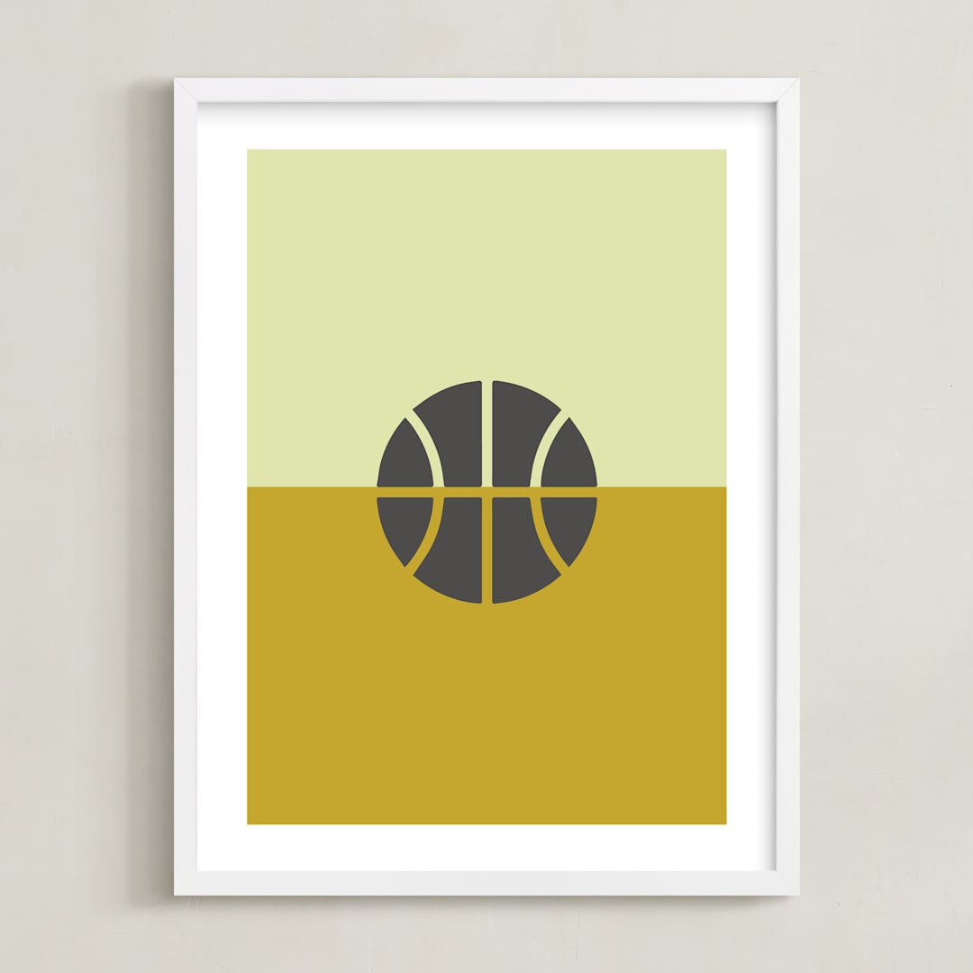 "3 Season Sport | Basketball" - Art Print in Mustard by pacifica project - Framed