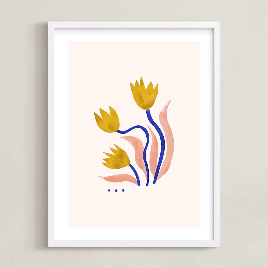 "A Flower For You, A Flower For Me III" - Art Print in Peony by Kayla King - Framed