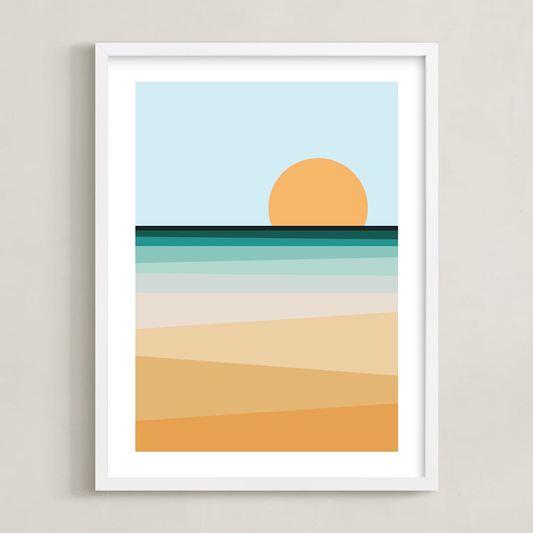 "Sea Side II" - Art Print in Sea Blue by David Michuki - Framed
