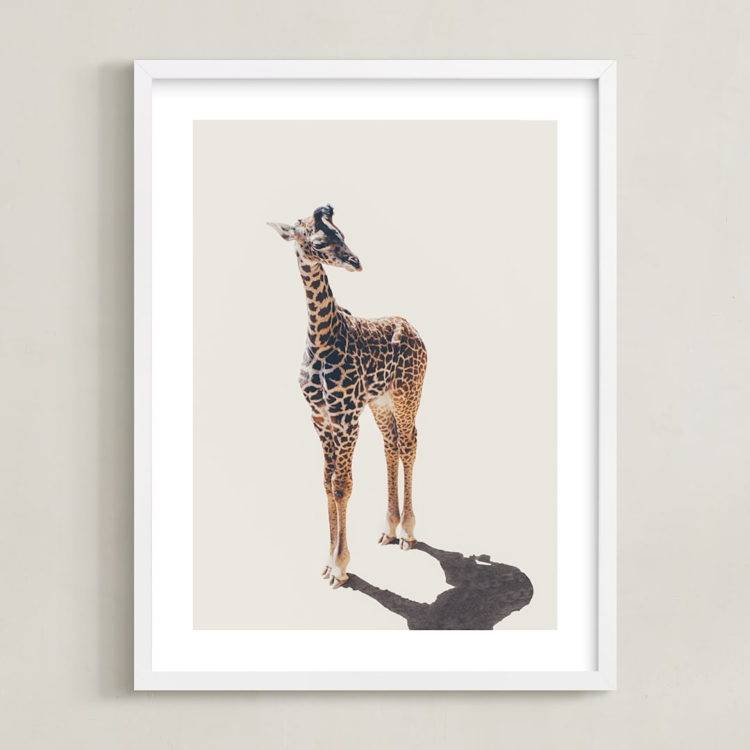 "Baby Giraffe" - Art Print in safari by Kamala Nahas - Framed