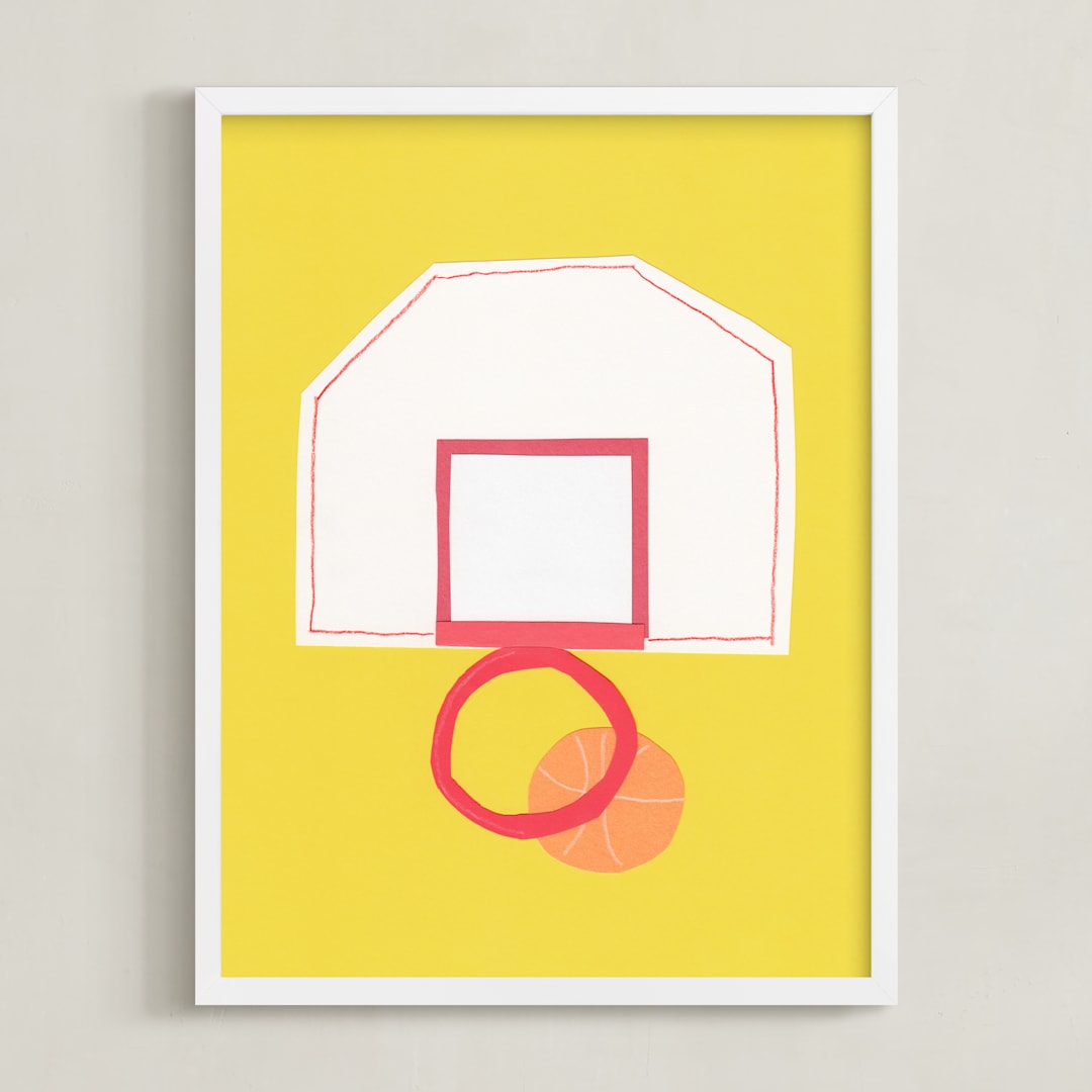 "Basketball Hoop" - Art Print in Slam Dunk Sun by Elliot Stokes - Framed