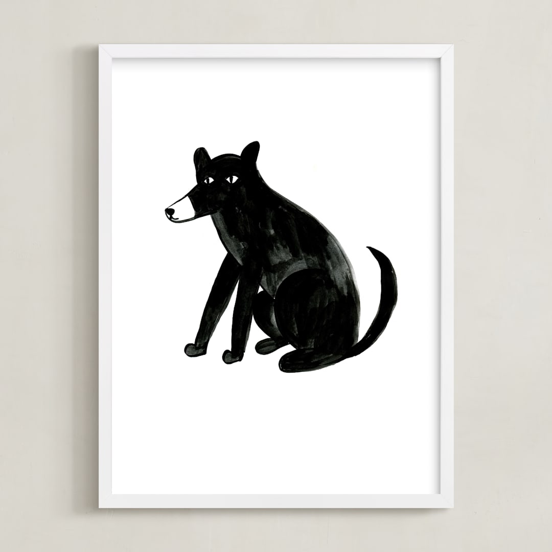 "dog" - Art Print in Ink by Alexandra Dzh - Framed