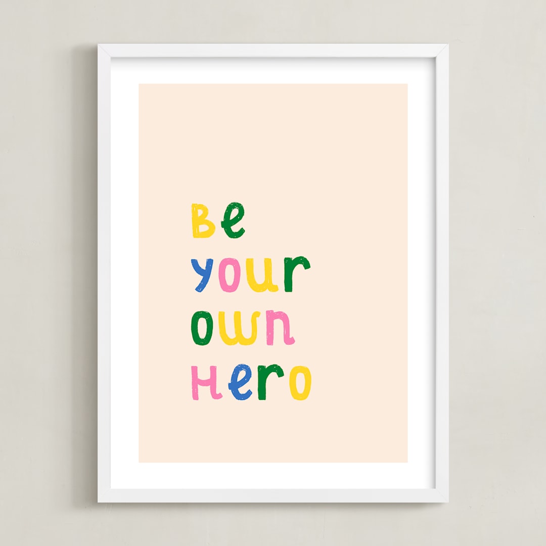"Be Your Own Hero" - Art Print in Lemon by Iveta Angelova - Framed