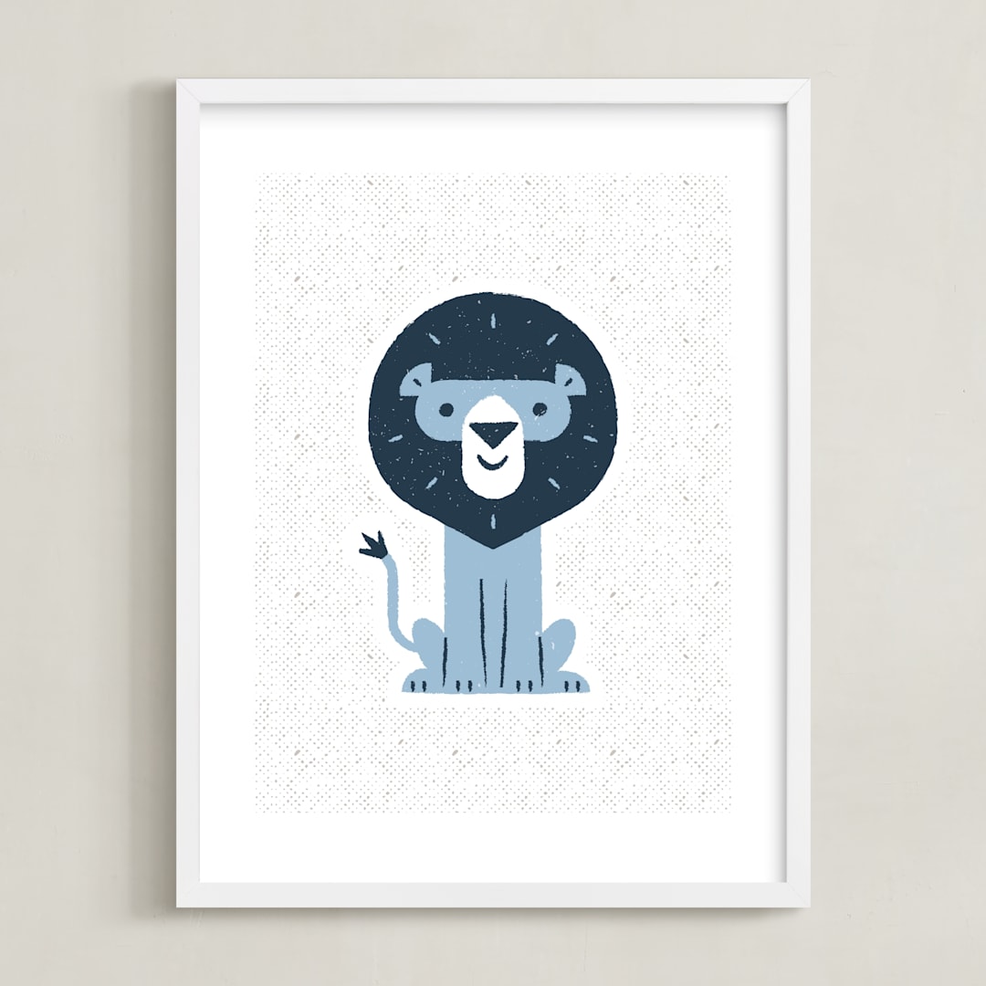 "mr LION" - Art Print in Raindrop by Bob Daly - Framed