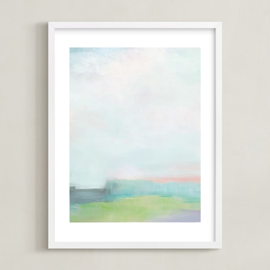 "Spring Brook" - Art Print in spring blue by AlisonJerry - Framed
