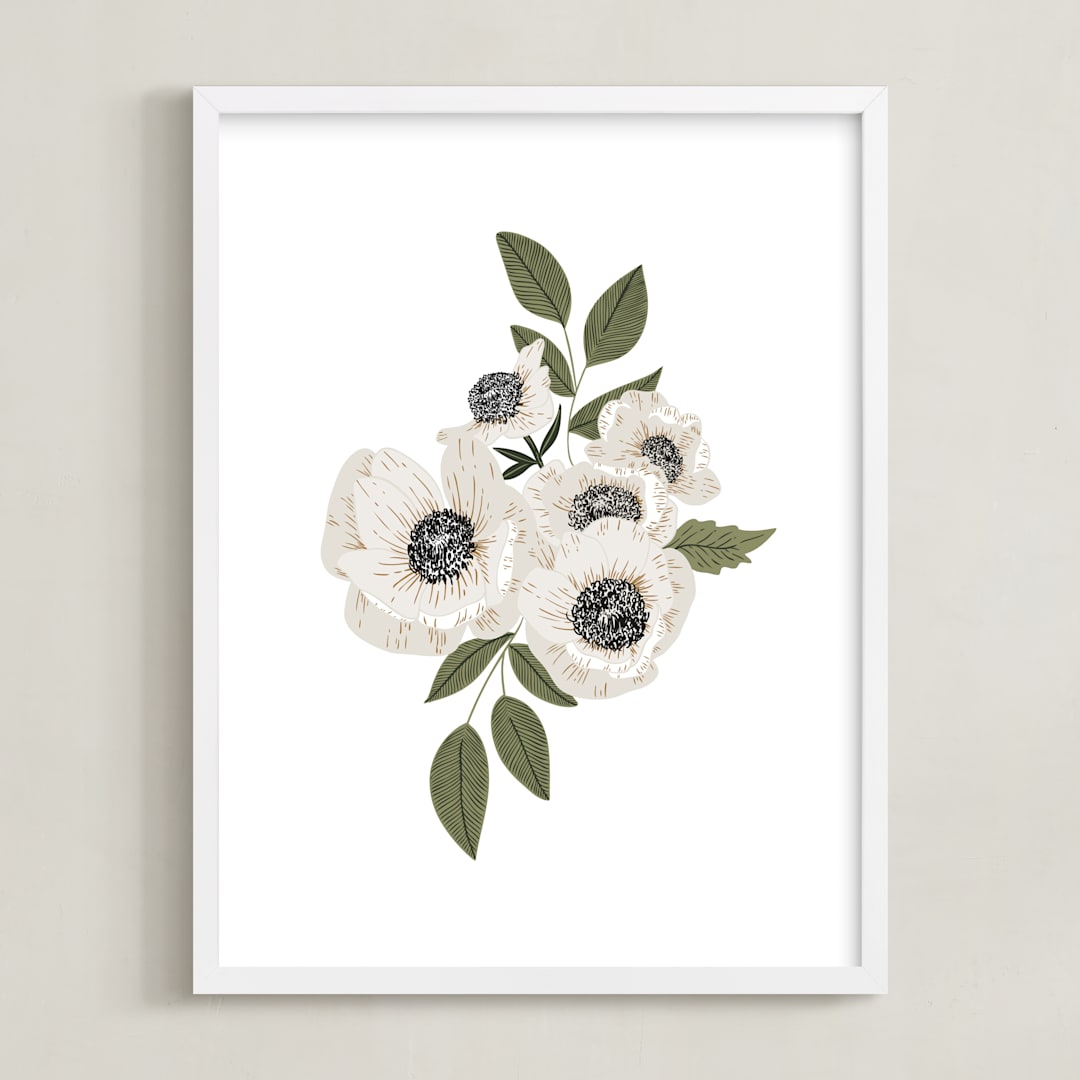 "Sincerity" - Art Print in Sage by Leah Bisch - Framed