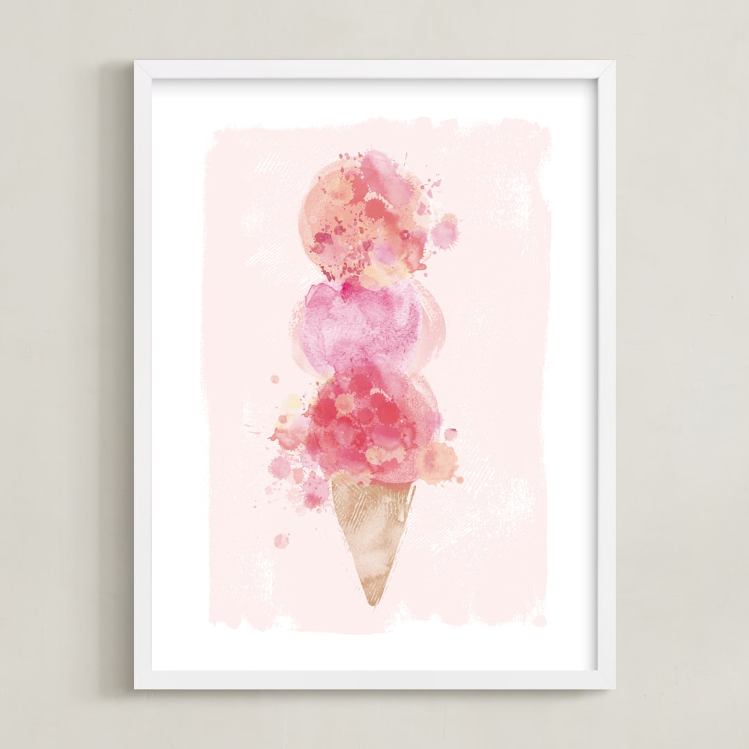 "mermaid scoops" - Art Print in berries by silverscreen studio - Framed