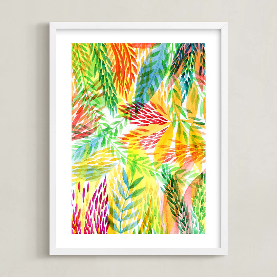 "Tropical" - Art Print in Sunny yellow by Alexandra Dzh - Framed